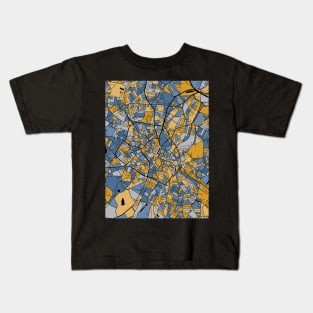 Birmingham Map Pattern in Blue & Gold Kids T-Shirt